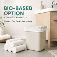 Sacs poubelles de salle de bain biodégradables, grand format, haute résistance, conformes ASTM D6866, option de fixation facile, fabrication sur mesure, OEM, ODM, emballage personnalisé