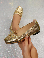 Chaussures plates décontractées pour femmes, pliables, en or métallisé tissé, avec nœud décoratif, bout carré, souples, à enfiler, pour soirée, OEM ODM