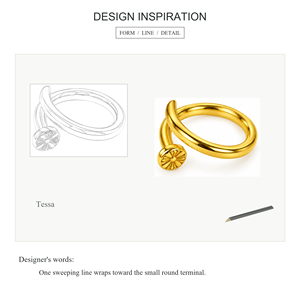 Anillo Chapado en Oro Tessa con Detalle de Flor, Joyería Moderna Unisex para Uso Diario - Product Image 3