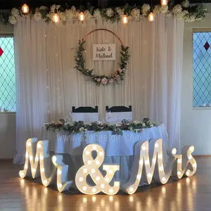 Свадебное украшение для сцены, светодиодные светильники с надписью «Mr & Mrs»