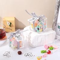 Boîte d'invité de mariage en acrylique Cube carré en plastique avec couvercle Mini boîte d'affichage de conteneurs en acrylique pour douche nuptiale de mariage