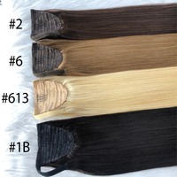Queue de cheval en cheveux humains vierges lisses en soie, vente en gros, personnalisation acceptée