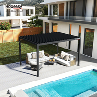 Pergola Hooeasy pour jardin extérieur, toit à lamelles réglables, structure en métal moderne