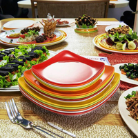 Assiettes de Table Carrées Colorées en Mélaminé, Plusieurs Tailles, Vaisselle de Gros pour Restaurants et Usage Domestique