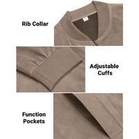 Veste bomber pour homme rétro vintage, coupe ample, fermeture éclair, col montant, cardigan en daim, veste pour homme
