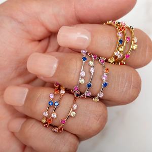 US Größe 5 6 7 8 Regenbogen Cz Bunter Zirkonia Cz Ewigkeit Versprechen Ring - Product Image 1