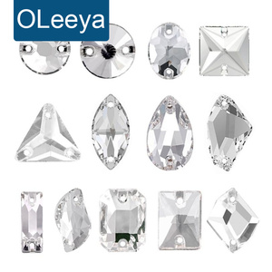 OLeeya Premium al por mayor, pedrería de cristal 5A en forma de lágrima para coser, cristales de costura de base plana en forma de gota para vestidos de baile y leotardos - Product Image 1