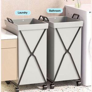 Collapsible Waterproof Metal X Frame Dirty Clothes Laundry Fabric <b>Bin</b> Bag Basket With <b>Wheel</b> - Product Image 2