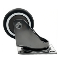 Roue pivotante de 1,5 pouce en TPE et acier inoxydable SS304 avec frein, capacité de 25 kg, rotation à 360 degrés pour chariot de meubles