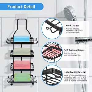 <span class=keywords><strong>Support</strong></span> à Savon Vintage Écologique à 4 Niveaux avec 8 Crochets, Étagère de Douche Anti-Rouille pour Shampoing, <span class=keywords><strong>Support</strong></span> de Rangement pour Comptoir de Cuisine - Product Image 4