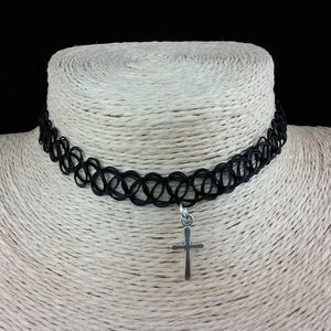 Bán Buôn Gothic Câu Cá Màu Đen Dòng Bện Hình Xăm Choker Vòng Cổ Thời Trang Bạc Dấu Hiệu Hòa Bình Cú Chữ Thập Âm Dương Dây Chuyền Quyến Rũ - Product Image 5