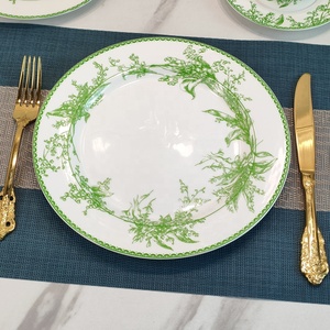 Promotion : Service de table moderne de luxe en porcelaine fine, motif Orchidée Clochette Verte, avec options personnalisables - Product Image 2