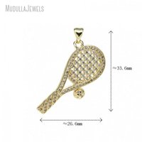 PM51922 Sports Raquette De Tennis Pendentif Charme Plaqué Or Cubique Zircone Balle De Tennis À La Mode Bijoux Accessoire pour Enfants