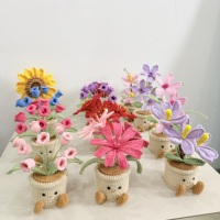 Nouvelle fleur de tournesol au crochet faite à la main, plante en pot, pour la décoration de bureau, de maison ou de bureau, joli cadeau de fleur artificielle