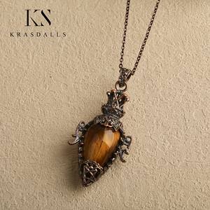 새로운 천연 크리스탈 빈티지 적동 할로우 병 호안석 자수정 래브라도라이트 펜듈럼 주얼리 목걸이 펜던트 - Product Image 5