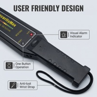 Détecteur de métaux portable électronique de sécurité, en plastique, avec alarme LED+audio/vibration, design léger, garantie industrielle de 12 mois