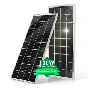100W 12V monocristalino panel solar de doble vidrio panneau Solaire 120W 160W 220W 280W panel solar bifacial para sistema solar doméstico