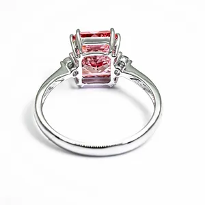 بسعر الجملة مجوهرات ماسية 3CT بالوسادة قطع CVD مختبر ناضج الماس الوردي خاتم لمجموعة الخطوبة الزفاف