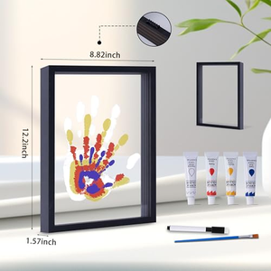 Kit de Huellas de Manos de Familia Personalizado, Marco de Madera para Recuerdos, Juego de Manualidades con Pinturas No Tóxicas y Láminas Transparentes para Decoración de Regalos - Product Image 3