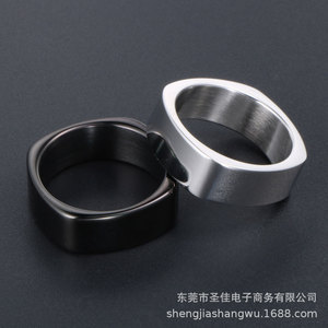 Men's Geometric Square Ring Silver Black SA958 Fashion Jewelry Gift Accessory - Product Image 4