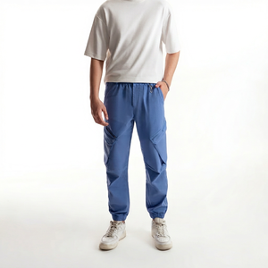 Pantalon de jogging empilé pour homme, vintage, écologique, en polyester/coton, super doux, avec poches zippées, coupe ample, poids moyen, hiver, logo personnalisé - Product Image 1