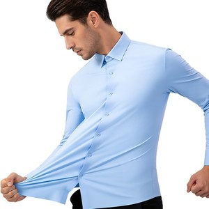 Camisa <span class=keywords><strong>de</strong></span> <span class=keywords><strong>Vestir</strong></span> <span class=keywords><strong>para</strong></span> <span class=keywords><strong>Hombre</strong></span>, <span class=keywords><strong>de</strong></span> Nailon y Elastano, Alta Elasticidad, Sin Arrugas, Corte Ajustado, Estilo Casual <span class=keywords><strong>de</strong></span> Negocios - Product Image 5