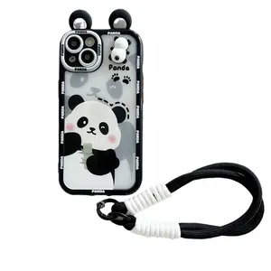 Works With Iphone15 Stereo Panda Ears With String 14/13/12/11/xsmax Phone Case