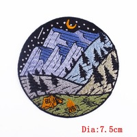 Patchs brodés japonais de la montagne Fuji à repasser pour veste universitaire, chapeau, patchs brodés à repasser, pierre précieuse de lune, patch personnalisé