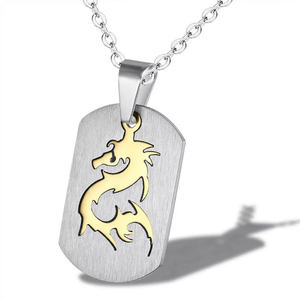 Vente chaude Marque <span class=keywords><strong>militaire</strong></span> personnalisée Style européen et américain Soldat Marque <span class=keywords><strong>militaire</strong></span> Dragon Motif <span class=keywords><strong>Pendentif</strong></span> Collier pour hommes - Product Image 2