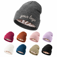 Bonnet en tricot doublé de satin de soie brodé sur mesure pour femme – Chaud, doux, style streetwear, vente en gros, usine OEM