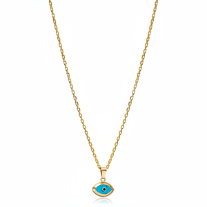 Blue <b>Eye</b> Charm Almond Shape <b>Necklace</b> Wholesale <b>Turkish</b> Handmade 925 Sterling Silver Jewelry for Women - Product Image 2