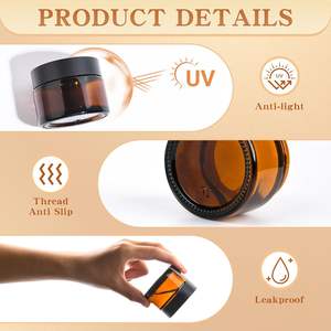 Tarro de Vidrio para Crema Cosmética <span class=keywords><strong>Exfoliante</strong></span> <span class=keywords><strong>Facial</strong></span> y Corporal de 5g 15g 30g 50g 100g con Logotipo Personalizado, Tapa Negra de Rosca, Envases Cosméticos - Product Image 2