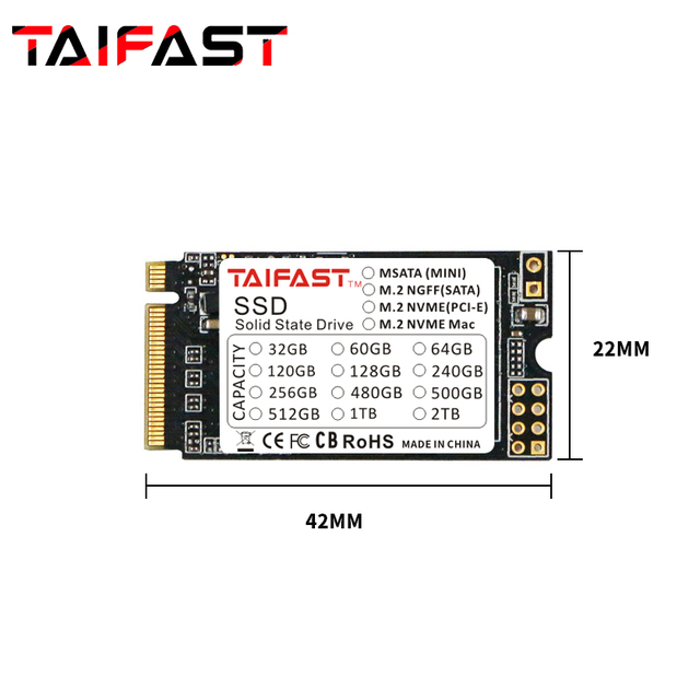 Taifast 1TB High Performance Nvme Pcie M.2 2242 Dram-less Low Power SSD Internal Drives Plastic M2 Ssd 3 Years 3D Ssd 2tb 1000GB