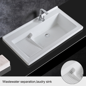 Above Counter <b>Mounted</b> Wash Clothes Basin Bathroom Ceramic Lavatory White Laundry Sinks 13010PW Wash Clothes Basin 13010PW 13010P - Product Image 2