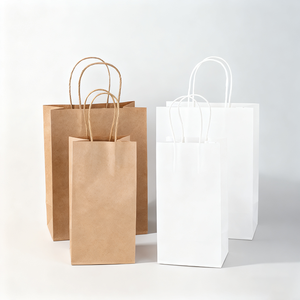 Sacs en papier kraft brun écologiques et recyclables en gros, poignées imprimées personnalisées, emballage pour la vente à emporter, cadeaux, achats, lait - Product Image 3