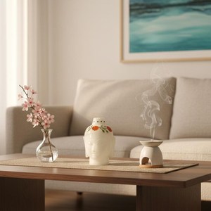 Cabeza de Buda Pintada a Mano, Decoración de Piedra con Diseño Floral, Escultura Artesanal de Mármol Blanco para Decoración del Hogar, Sala de Meditación - Product Image 2