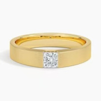 Bague de mariage en or jaune massif 14 carats avec diamants éternité 6 mm et demi-bague éternité en moissanite noire 5,5 mm