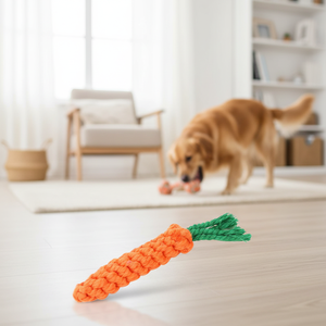 Juguete Masticable de Cuerda de Algodón con Forma de Zanahoria para Perros, Juguete Interactivo para la Dentición de Mascotas, Juguete Masticable para Limpiar los Dientes de Perros y Gatos, Juguete para Aliviar el Aburrimiento de Cachorros - Product Image 2