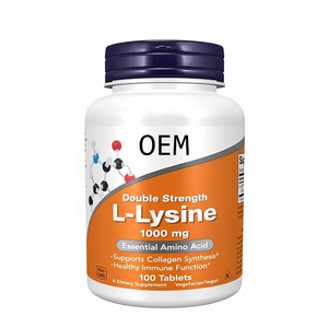 Compléments Alimentaires OEM (<span class=keywords><strong>L</strong></span>-<span class=keywords><strong>Lysine</strong></span> Hydrochloride) <span class=keywords><strong>1000</strong></span> mg Double Concentration Acide Aminé Végétalien Végétarien Améliore <span class=keywords><strong>l</strong></span>'Immunité 100 Comprimés - Product Image 1