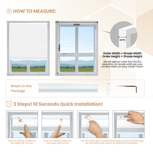 No Drill Built-In Double Cell Day Night Automatic Cordless Motorized Cellular <b>Shades</b> Honeycomb Blinds Plain - Product Image 3