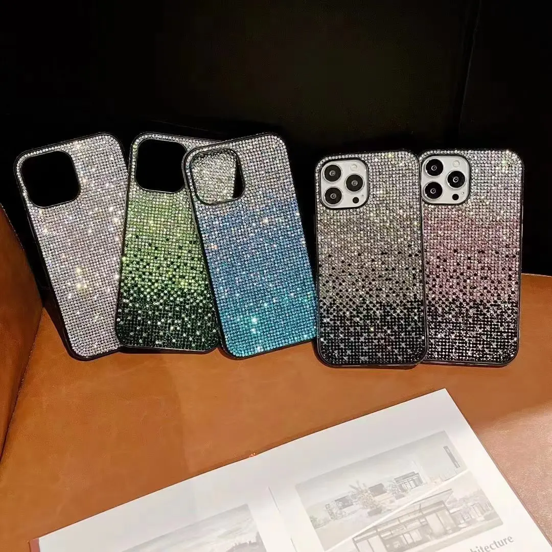 2023 Luxury Gradient Glitter Diamond Case For iPhone For Samsung A73 5G Fold 2 Gradient Sparkling Rhinestone Phone Case Cover
