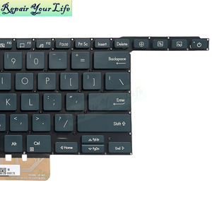 คีย์บอร์ดแล็ปท็อปแบบมีไฟพื้นหลังสีเทาสำหรับ Asus Zenbook Pro Duo แป้นพิมพ์ <span class=keywords><strong>UX581GV</strong></span> UX581G เปลี่ยนโดยไม่มีกรอบ - Product Image 3