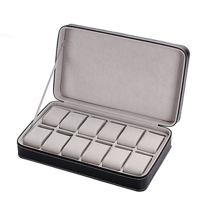 Wholesale Luxury Carbon Black PU Leather <b>Watch</b> Packaging Box for 2 4 6 8 10 12 Slots <b>Watches</b> Organizer Storage <b>case</b> - Product Image 5