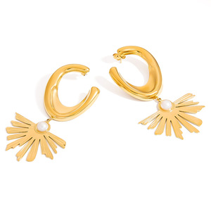 Pendientes de Acero Inoxidable con Forma de Estrella, Chapados en Oro de 18K, Diseño Geométrico, Joyería para Fiestas, Pendientes de Moda de Aleación de Zinc - Product Image 5