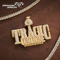 Pendentif personnalisé en argent sterling 925 avec boucle en forme de sac à monnaie, style hip-hop, bijoux tendance et personnalisés, cadeau
