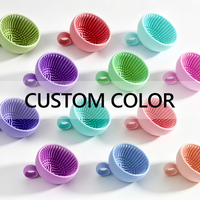 Nettoyeur de pinceaux de maquillage en silicone personnalisé, outil de lavage portable avec bol de nettoyage, laveur manuel d'éponges de beauté pour les voyages et la maison