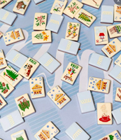 2026 Ensemble de Mahjong Américain Thème Ski de Luxe en Acrylique Bleu 160 Tuiles avec Pieds Pliants Portables Prêt à Expédier