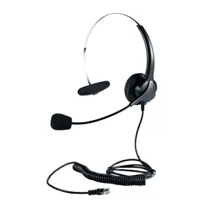 Fone de ouvido monaural slim, headset com microfone e conector rj9 rj11