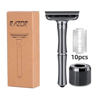 High Quality Safety <strong>Razor</strong> with 10pcs Blades and Stand Base for Hair and Face Use - Product Image 1