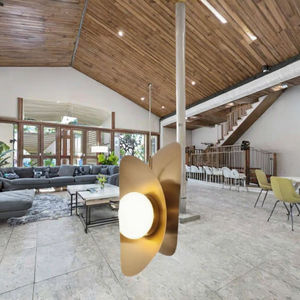 Lustre rond en verre de style nordique moderne, taille moyenne, avec structure en fer, luminaire suspendu décoratif pour éclairage intérieur - Product Image 3